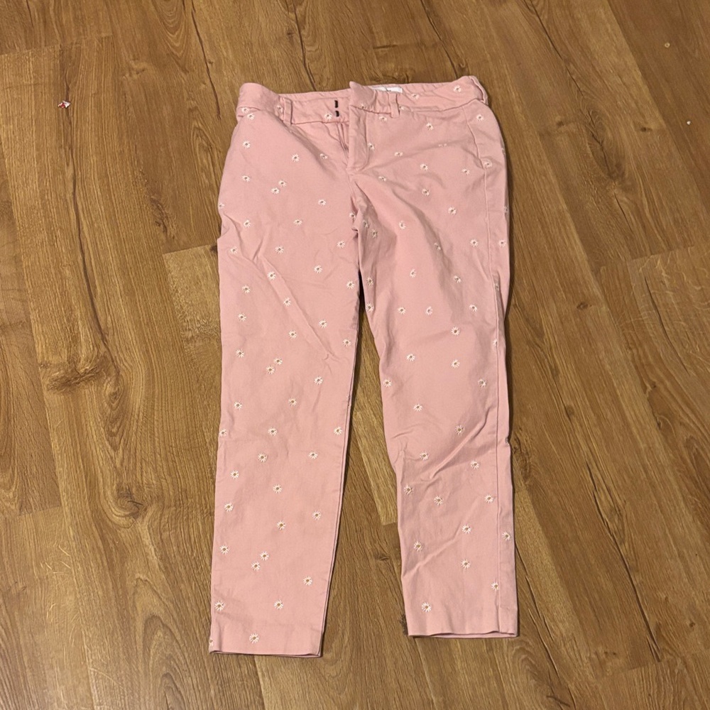 Pink with flower prints, jeans for girls